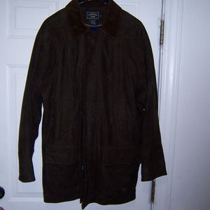 MENS FACONNABLE BROWN LEATHER JACKET M FITS L XL